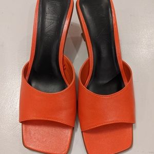 Orange size 38 (7.5) Mango kitten heels